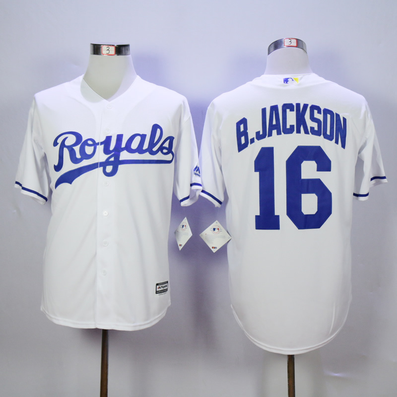Men Kansas City Royals #16 B.Jackson White MLB Jerseys->kansas city royals->MLB Jersey